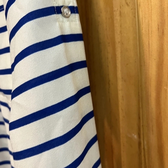 Calvin Klein Blue and White Striped Qaurter Zip Blouse Sz.Large - Picture 4 of 5